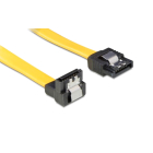 Cable SATA III 7-pin To 7-pin 90° Metal Clip 0.5m Yellow