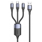 Cable Charger-Data 3in1 Micro USB/Lightning/Type-C 6A U71 BK