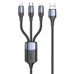 Cable Charger-Data 3in1 Micro USB/Lightning/Type-C 6A U71 BK