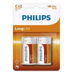 Μπαταρίες Αλκαλικές Philips R14 1.5V LongLife 2pcs